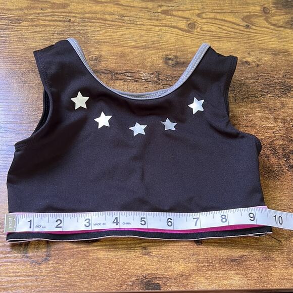 5 for $20 More Than Magic Silver Stars Black Gymnastics/Dance Crop Top - Picture 4 of 7